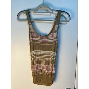 Missoni Tank Top Italian Size 42 XS/Small Tan Pink Stretch Knit Preppy Office